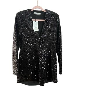 🆕🪩👗💃Zara Mini sequence black party dress XL